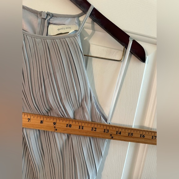 NWT BHLDN Anthropologie 0 Madrie Maxi Dress Fog Grey Bridesmaid Halter Chiffon - Picture 9 of 14